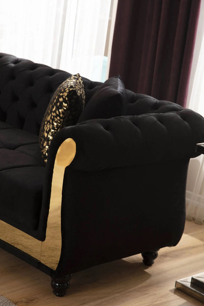 Julio Upholstered Sectional w/Gold Trim platted