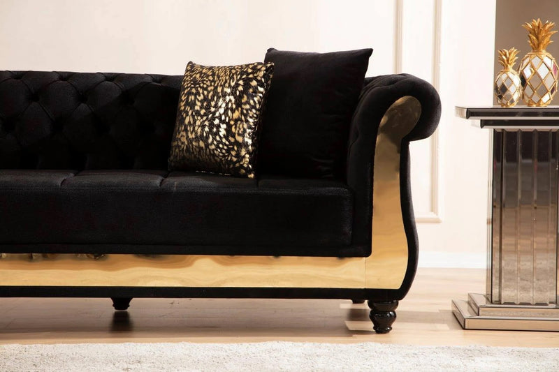 Julio Upholstered Sectional w/Gold Trim platted