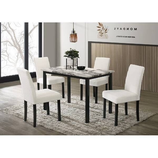 Elegant 5pc- Dining Set with Faux Marble Top