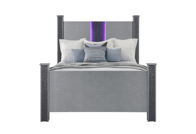 Logan Silver Bed With Led And Speakers