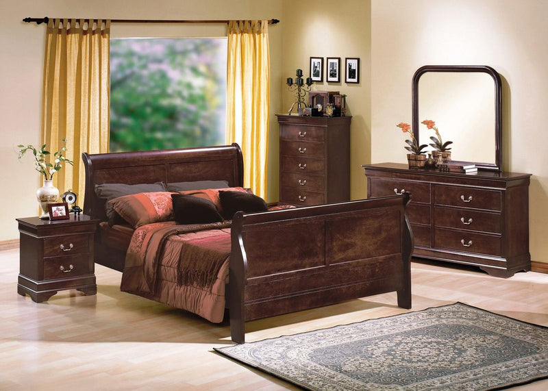 Crown Mark Furniture Louis Philip Nightstand in Dark Cherry