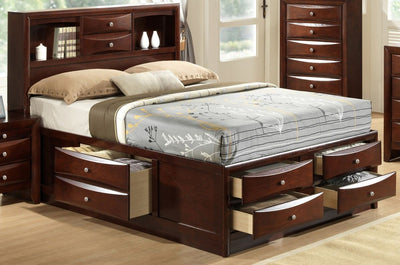 Crown Mark Furniture Emily Captain's King Bed in Rich Cherry
