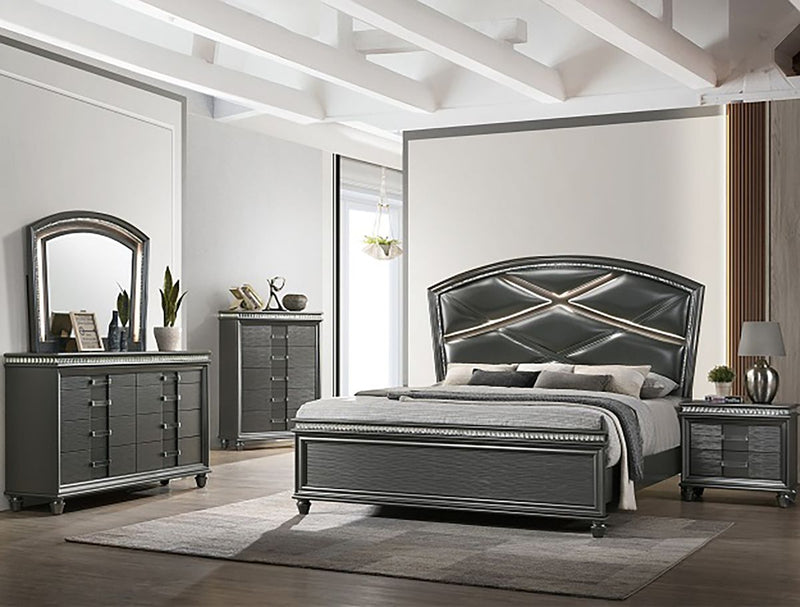 Crown Mark Furniture Adira Dresser Mirror in Silver
