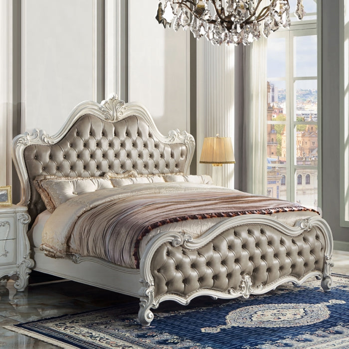 Versailles II Queen Bed- Vintage Gray Synthetic Leather