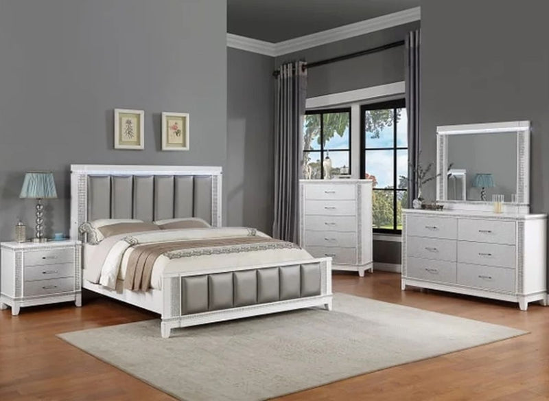 Crown Mark Furniture Ariane Chest in Silver and White
