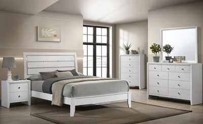 Crown Mark Furniture Evan Full Panel Bed in White