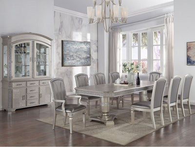 Crown Mark Klina Glam Dining Arm Chair in Light Gray (Set of 2)