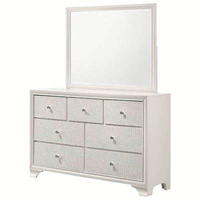 Crown Mark Furniture Lyssa Dresser Mirror in White