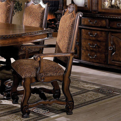 Crown Mark Neo Renaissance Dining Arm Chair in Warm Brown (Set of 2) 2401A