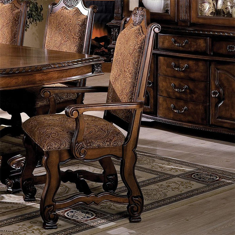 Crown Mark Neo Renaissance Dining Arm Chair in Warm Brown (Set of 2) 2401A
