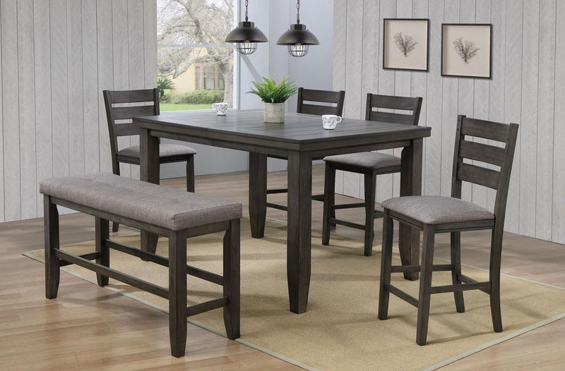 Crown Mark Bardstown Counter Height Bench in Gray