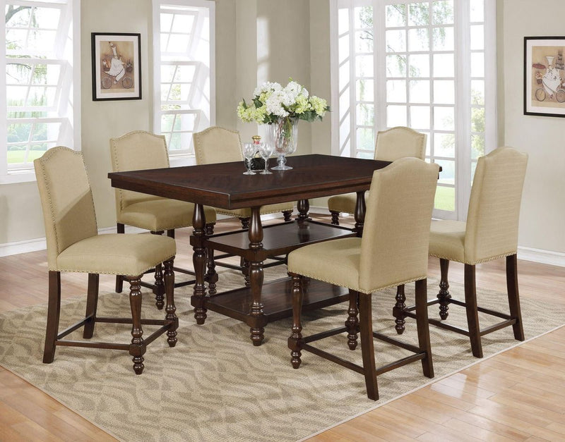 Crown Mark Langley Counter Height Table in Dark Brown