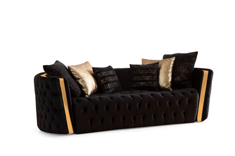 Naomi- 3pc Black Velvet Living room