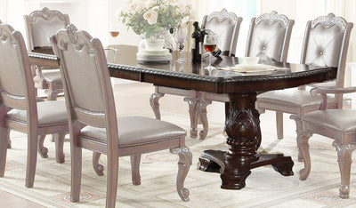 Crown Mark Kiera Double Pedestal Dining Table in Rich Brown 2150T-44108TL