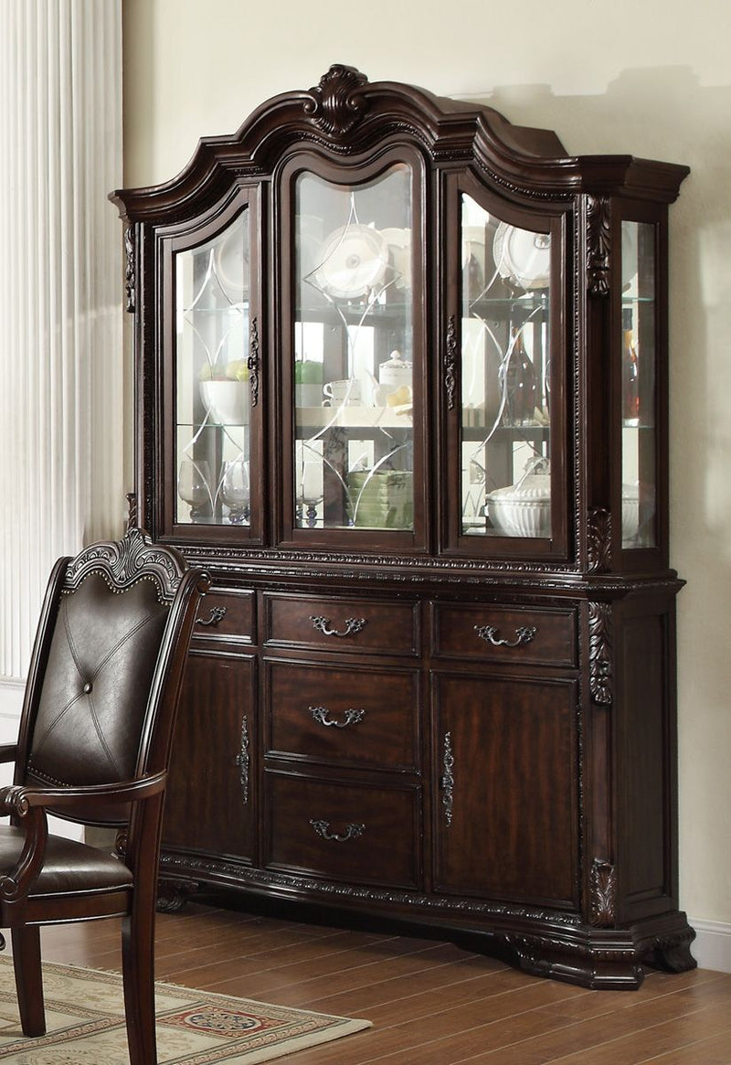 Crown Mark Kiera Buffet with Hutch in Rich Brown 2150BH