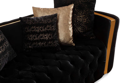 Naomi- 3pc Black Velvet Living room