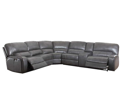Saul Gray Leather-Aire Sectional Sofa (Power Motion/USB) image