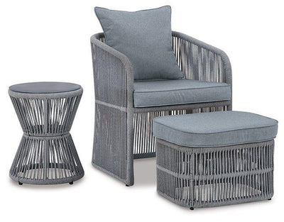 Coast Island Gray Outdoor Chair with Ottoman and Side Table image