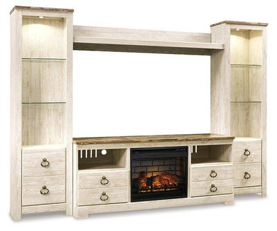 Willowton 4-Piece Entertainment Center with Electric Fireplace image