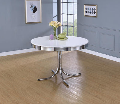 Retro White and Chrome Dining Table image