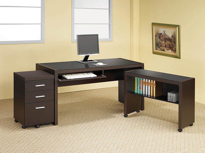Skylar Contemporary Cappuccino Computer Desk With Keyboard Tray image