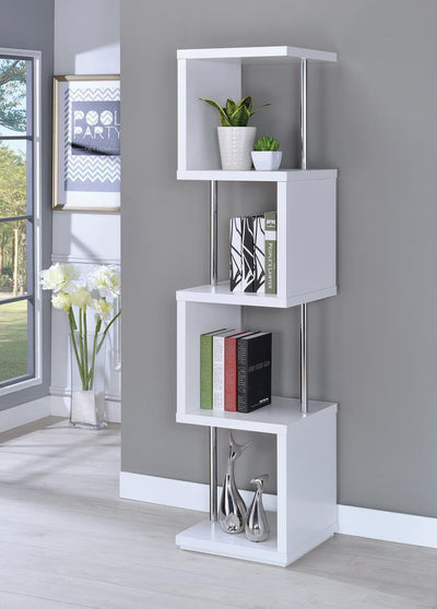 Modern White Four-Tier Bookcase image