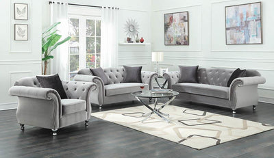 Frostine Grey Three-Piece Living Room Set image