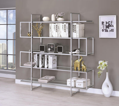 G801304 Contemporary Silver Metal and Glass Bookcase image