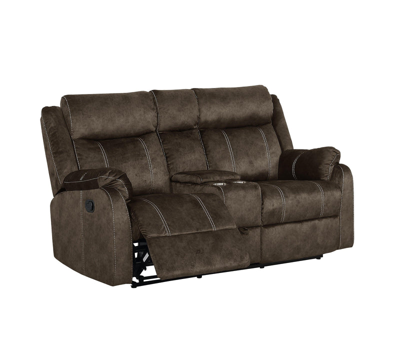 Brown CONSOLE RECLINING LOVESEAT W/DRAWER image