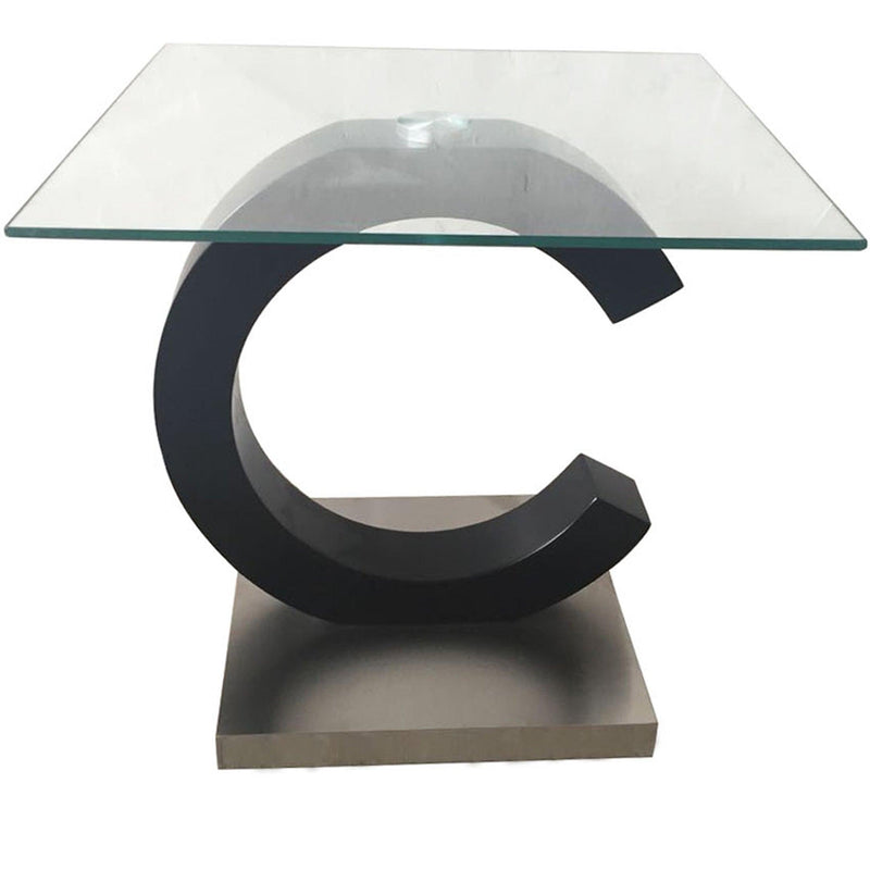 Matte Black & Stainless Steel End Table image